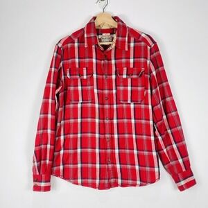 Burton Men Small Dryride Shirt  Lightweight Red Plaid Flannel Snowboard Gorpcore